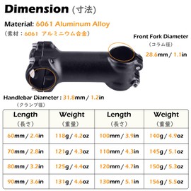 TRIWONDER Bicycle Stems 31.8mm 60mm 70mm 80mm 90mm Clamp Stem Ahead Stem Aluminum MTB Cross Road Mountain Bike (31.8 x 60 mm)