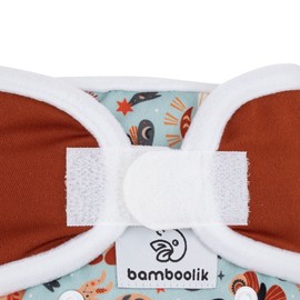 bamboolik Duo, overtrousers pattern, Velcro fastening, heavenly animals + brown, reusable, made in the EU, washable, cloth nappies, environmentally friendly, baby, night nappies, breathable, gentle,