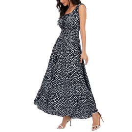OSTOO Women's 2025 Summer Boho Floral Print Tiered Casual Flowy Long Maxi Dress(Black,XXL)