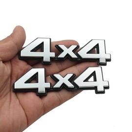 2Pc 4X4 Decal Fender Tailgate Emblem Badge 3D Nameplate Trunk 3D Raised Strong Adhesive Replacement for Universal Cars (Silver)