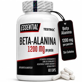 Beta Alanina TESTROL Essential 1200 mg por Porción, Preentreno sin Cafeína ni Estimulantes, para Fuerza, HIIT y Cross Training, 60 Cápsulas.