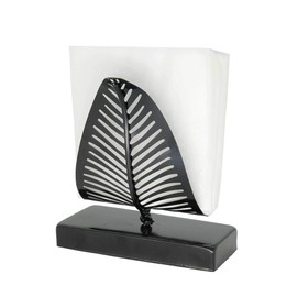 OwlGift Freestanding Modern Napkin Holder with Leaf Design, Tabletop Tissue Dispenser, Napkin Storage Organizer – Black