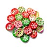 18mm Wooden Christmas Buttons - Snowflake/Tree Xmas Patterns (Pack of