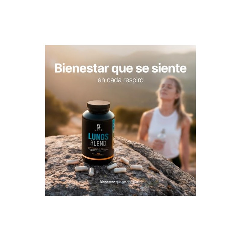 Lungs Blend de 180 Cápsulas. Ingredientes naturales: Cordyceps, NAC, Echinacea,