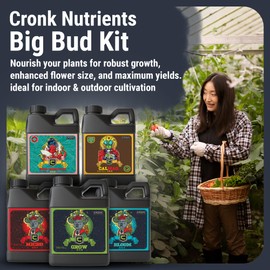 Cronk Nutrients Big Bud Kit: Complete Nutrient System – Micro, Grow, Bloom, Bud Booster & CalMag – Best Indoor & Outdoor Plant Fertilizer – Easy to Use for Robust Growth & Enhanced Flower Size, 1L