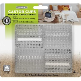 Slipstick CB420 Carpet Protector Caster Cups (Set of 4) 2-1/4 Inch - Clear