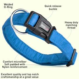 Dogline M8004-2 Collar de Microfibra, Mediano, Azul