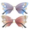 willochra Women Butterfly Cat Eye Sunglasses Fashion Shiny Bling Diamond