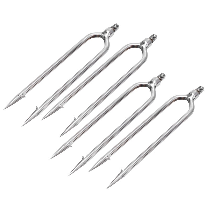 4 pcs Stainless Steel 2 Prongs Harpoon Gig Gaff Hook