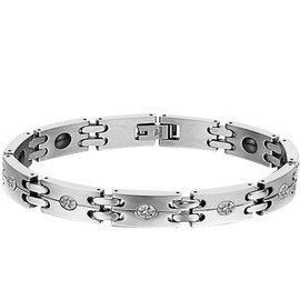 JewelryWe Women’s Stainless Steel Bracelet Jewellery Magnetic Therapy Ball Pearl Beads Link Wrist Chain Silver, Stainless Steel, Zirconia