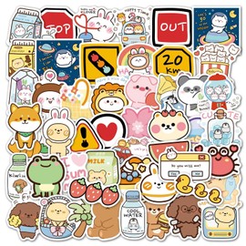 Stickers for Kids, Cute Animal Sticker for Water Bottles Car Wall Laptop Scrapbook Luggage, Vinyl Cartoon Waterproof Decals,Rabbit Panda Party Favors Supplies Decor for Adults Teens Toddlers 50 Packs