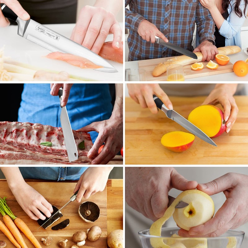 Kitchen Knife Set, Retrosohoo 9-Pieces Black Sharp Non-Stick Coated Chef
