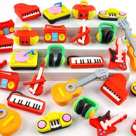 30 pcs Musical Erasers for Kids Classroom Prizes，Puzzle Erasers 3D Take Apart Musical Instrument Pencil Erasers for Kids Classroom Prizes, Class Treasure Box,Game Rewards,Party Favors