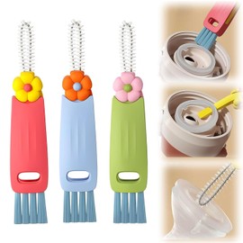 Cup Lid Cleaning Brush, Pack of 3 Cup Lid Gaps Cleaning Brushes, NlsqEU Multifunctional Cleaning for Squeezing, Water Bottle Brushes for Cleaning, Portable Cup Lid Cleaner with Brush