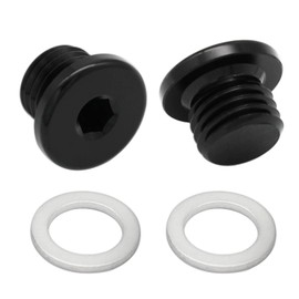 KRD PERFORMANCE Multi-Purpose Aluminum Metric Thread Port Plug M10 x 1.0 Hex Plug with Crush Washer, Black, Pack of 2