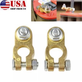 Unbranded 2PCS Brass Car Battery Terminal Connectors Top Post Battery Terminal M10 Clamps