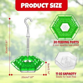 LimCryspp Shirem Hummingbird Feeder for Outdoors - 30 Flower Feeding Ports, Ant & Bee Proof with Built-in Ant Moat, Hanging Bird Feeder for Garden, Backyard - Durable & Leak Proof (Green)