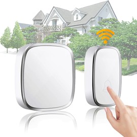 Wireless Door Bell Plug-in Electric Cordless 300M Range Doorbell, 36 Tunes 4 Volumes Indoor Loud Touch Button IP44 Waterproof Door Chime Bell Kit for Elderly Emergency[1 Transmitter + 1 Receiver]