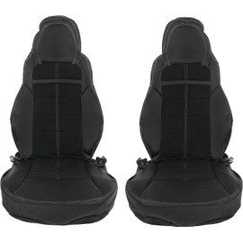 Kojem Seat Covers Set Compatible with 2005-2011 Corvette C6 Driver & Passenger Side Synthetic Leather & Cloth Black