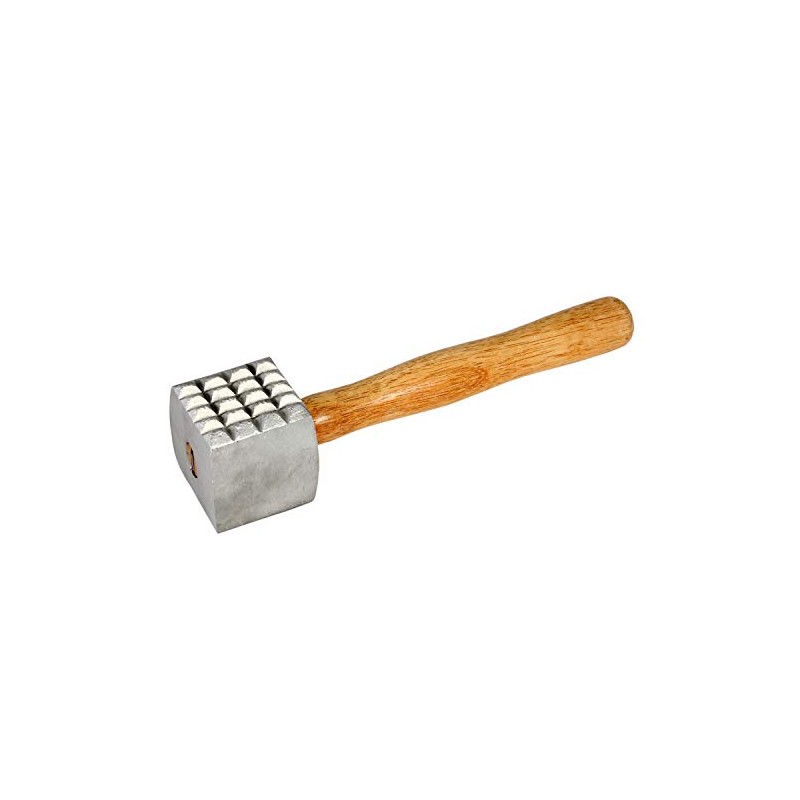 Thunder Group ALMTW001 Meat Tenderizer, 2-Sided, 12"L, Wood Handle, Aluminum,