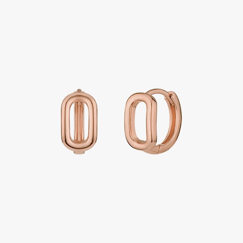 Gold&Deer 14K Goldfield Simple O-Ring Line One-Touch Earrings White Gold
