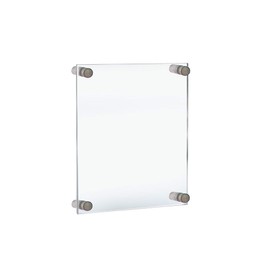 Azar Displays, 105514, Floating Acrylic Wall Frame with Silver Hardware Stand Off Caps, Clear Hanging Photo Frame Display Mount with Frameless Border, Glass-Like Frame for Large Prints, 8.5" x 11"