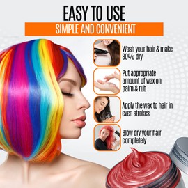 Kids & Adults - Temporary Hair Color Hair Wax – Hair Color Wax for Men and Women - Temporary Hair Dye – All-Natural Hair Dye Formula for Parties, Cosplay, Characters – 4.23 oz (Red)