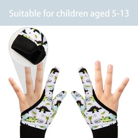 Kuskins 4 Pcs Thumb Sucking Guard Gloves for Kids Ages 5-13, Breathable Sensory Gloves to Stop Thumb Sucking & Nail Biting, Soft Cotton Anti Suck Guard with Chewy Compression (Dinosaur 01)