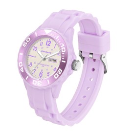 OXFANITE Waterproof Nurse Watch for Medical Professionals,Students, Women, Military Time Easy to Read Dial, 24 Hour with Second Hand, Soft and Breathable Silicone Band 9002 Purple