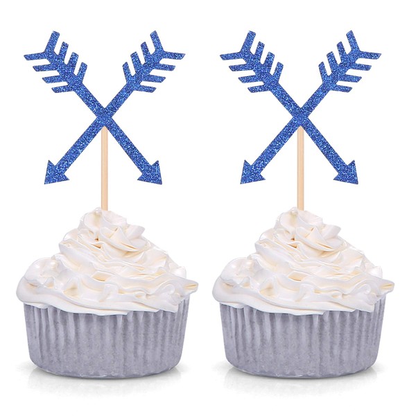 Decoración para cupcakes, diseño de flecha azul brillante, 24 unidades