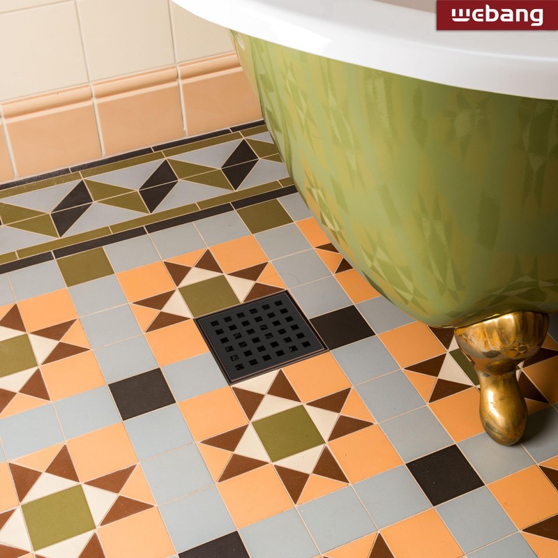 WEBANG 4 Inch Square Shower Drain Bronze Floor Drain with