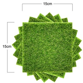 8 Packs Fake Grass for Crafts Diorama Grass Garden Artificial Moss Dollhouse 6 x 6 Inches Miniature Ornament Artificial Turf DIY Fairy Lawn Decoration Diorama Supplies