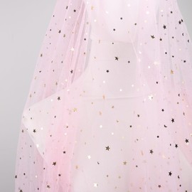 HAVII 59" x 4 Yards Light Pink Glitter Tulle Rolls Star Moon Sequin Tulle Fabric Bolt for Photography Props Background Tutu Table Skirts DIY Sewing Crafts Wedding Party Decor