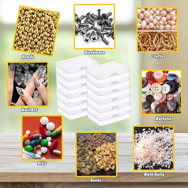 AIMALL 11.5cm Transparent PP Plastic Rectangular Storage Box, Small Parts