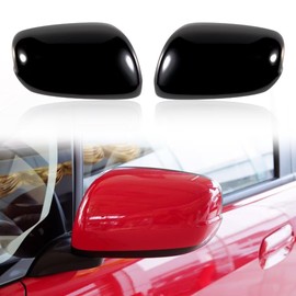 Car Door Rearview Mirror Cover Cap Housing Protective Cover For Exterior Mirrors Fit For Honda Fit Jazz 2009 2010 2011 2012 2013 (Red, Right Passenger Side）