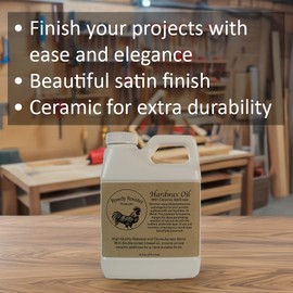 HardWax Oil With Nano-Ceramic Additives - Furniture Oil, Beeswax and Carnauba Wax Blend - Durable Satin Wood Furniture Finish With Added Ceramic Protection, Bare Wood Finish Sealer-USA Made-(16 fl.oz)