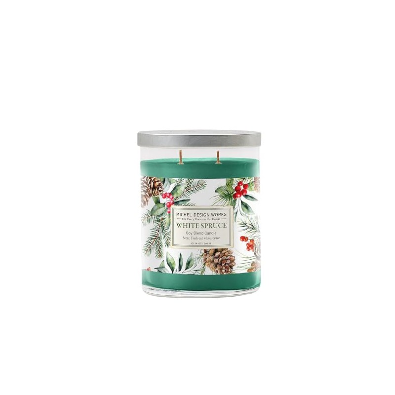 Michel Design Works White Spruce Medium Tumbler Candle, 14 Ounce