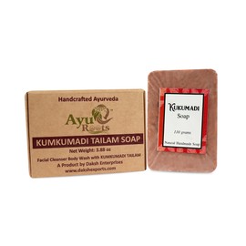 AyuRoots Kumkumadi Tailam Ayurvedic Handmade Saffron Oil, Soap Bar, Dry Skin, Oily Skin, Face, Body, Skin - 3.88 Oz