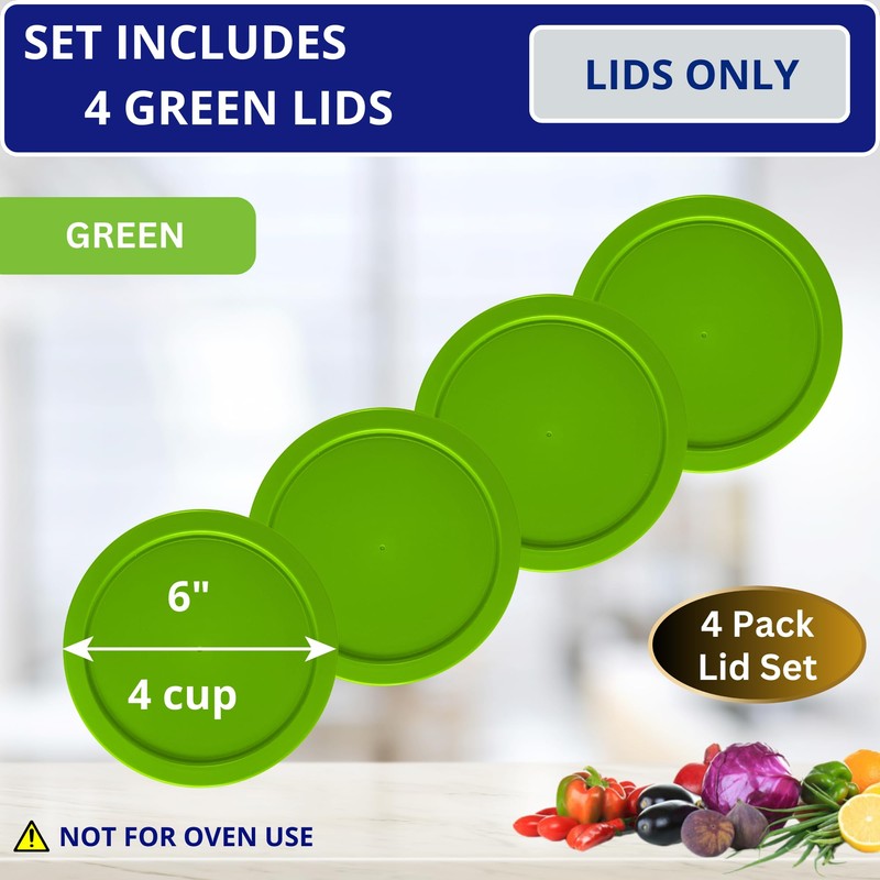 KlareWare Replacement Lids for - 4 Cup Storage Bowl Covers,