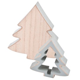 Christmas Tree Decoration Set of 2 Wood 8-12 cm Christmas Advent Winter Decoration