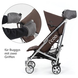 Teddy Thermal Fleece Gloves / Hand Warmer - for Pushchairs or Buggies, Water and Wind Resistant, Breathable, Melange Grey