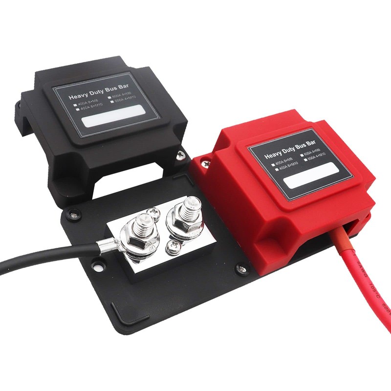 600A Power Distribution Block Bus Bar Pair with Cover Marine