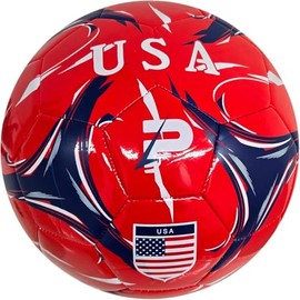PLAYPRO Country Training Soccer Ball - Elite Edition - for All Ages - Size 2, 3, 4 and 5 (USA - RED, 3-6 Pack)