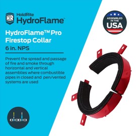 HoldRite HydroFlame 6 Inch Firestop Pipe Collar, PVC, CPVC, FRPP, ABS, PVC/ABS,HF-PC-0600