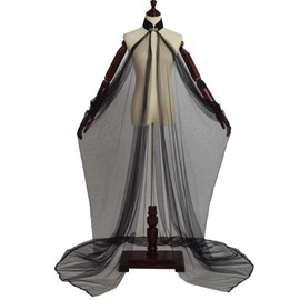 Wedding Cape Tulle Elven Cape Bridal Veils Wraps Cathedral Length Black tulle Collar size-Medium (14.96 inch)