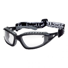 Bolle TRACPSI Tracker Glasses Nylon Frame Anti-Scratch and Fog Lens, Clear/Black