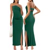 MEROKEETY Women's Strapless Bodycon Maxi Dress Sleeveless Backless Wedding Guest Cocktail Party Tube Dresses, DarkGreen, Large