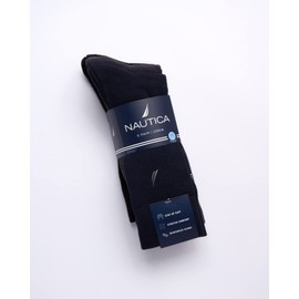 Nautica Men's Dress Socks - 5 Pack Moisture-Wicking Dri-Motion Comfort Stay Up Cuff Crew Socks - Dress Socks for Men (6-12.5), Size 6-12.5, Navy/Grey/Black
