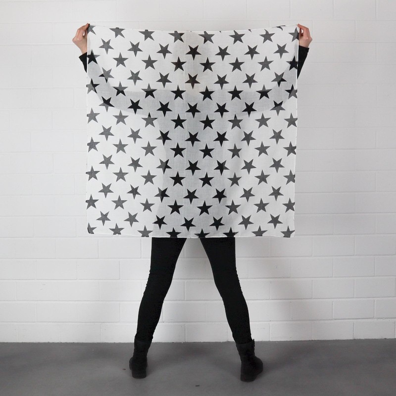 Freak Scene Cotton Scarf - Stars 8 cm white -