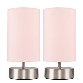 MiniSun MiniSun | Modern Chrome Touch Table Lamps with Pink Light Shades | Table Lamps, Home Dcor & Improvement Essential | Set of 2